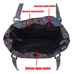 Luminous Geometric Bucket Bag Set with Shoulder Bag