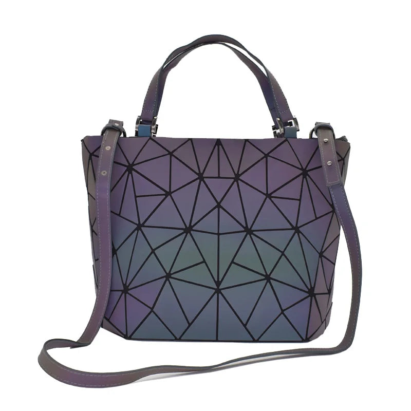 Luminous Geometric Bucket Bag Set with Shoulder Bag