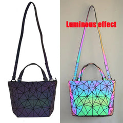 Luminous Geometric Bucket Bag Set with Shoulder Bag