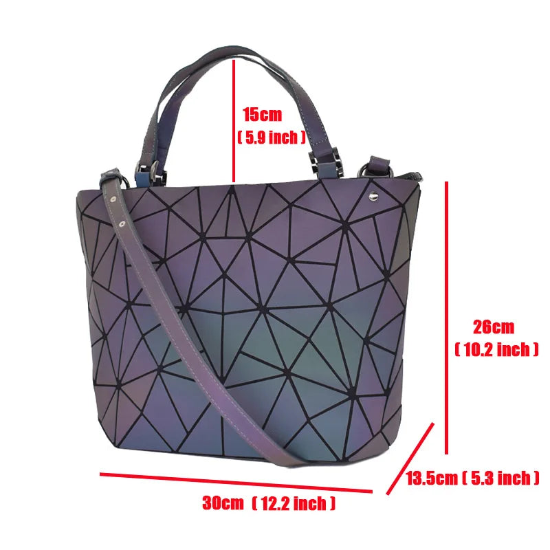 Luminous Geometric Bucket Bag Set with Shoulder Bag