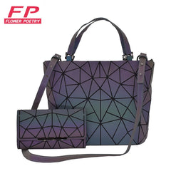 Luminous Geometric Bucket Bag Set with Shoulder Bag