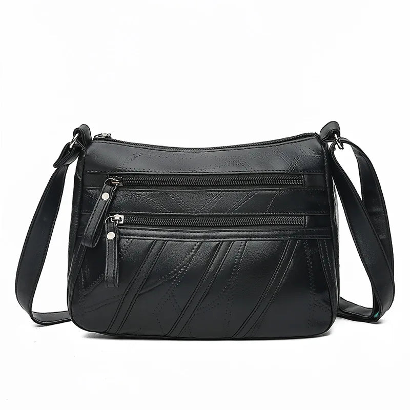 Brown PU Leather Women's Crossbody Bag with Pockets