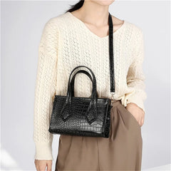 Women Stone Pattern Shoulder Bag Small Crossbody Top Handle Handbag