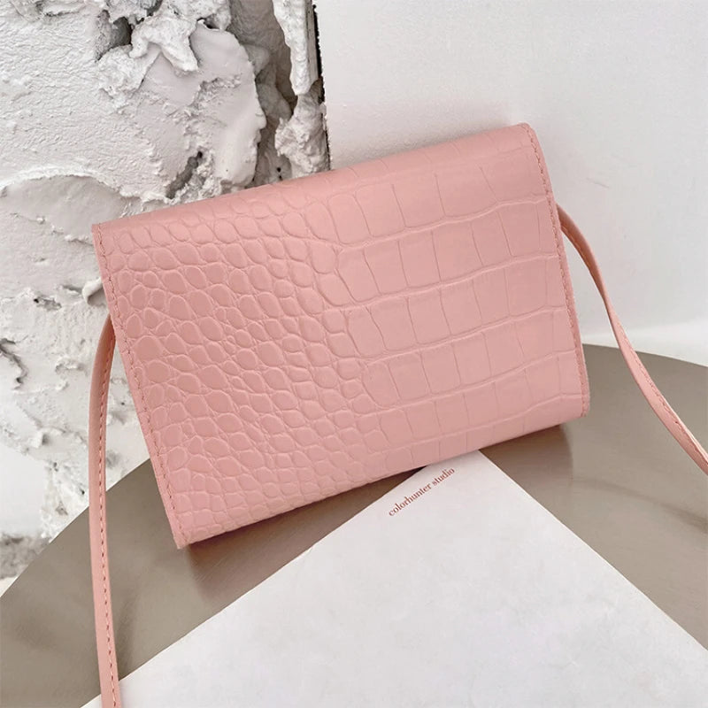 Crocodile Crossbody Messenger Bag Small Square Shoulder Bag