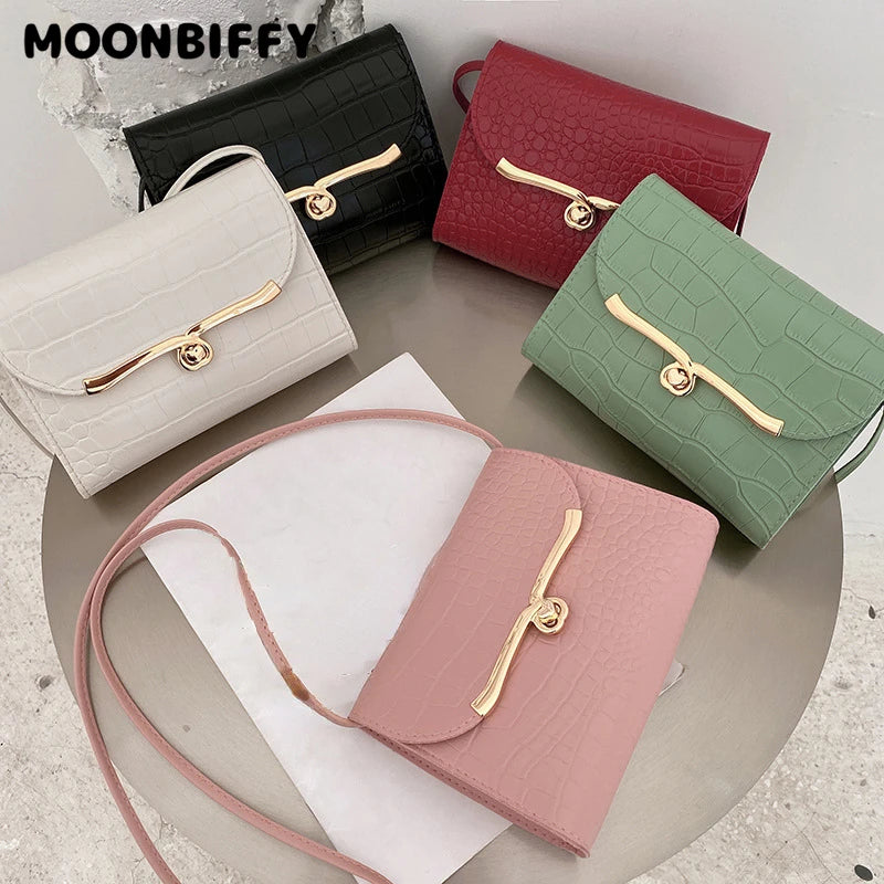 Crocodile Crossbody Messenger Bag Small Square Shoulder Bag