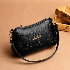 Small Leather Crossbody Messenger Bag for Women