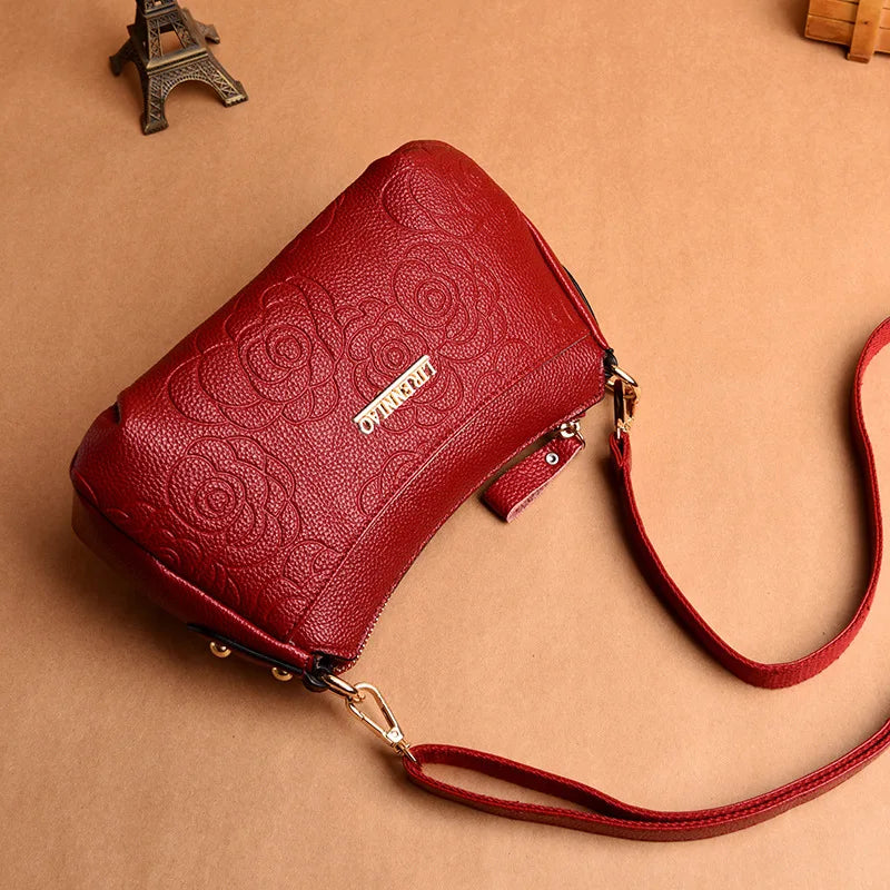 Small Leather Crossbody Messenger Bag for Women