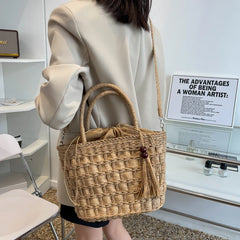 Woven Straw Beach Bag Large Capacity Tote Shoulder Bag Bohemia