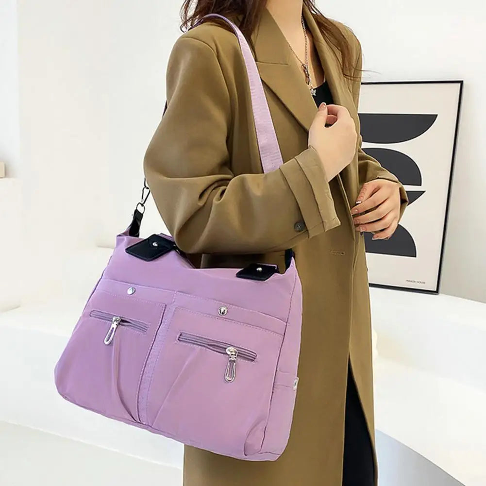 Waterproof Nylon Crossbody Bag Shoulder Strap Zipper Tote Bag