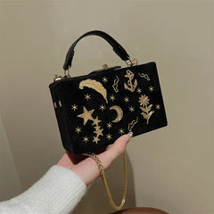 Vintage Star Moon Shoulder Messenger Bag with Chain