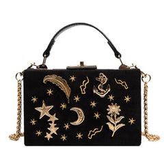 Vintage Star Moon Shoulder Messenger Bag with Chain