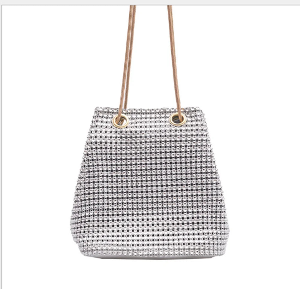 Rhinestone Mini Bucket Bag Crossbody Evening Bag