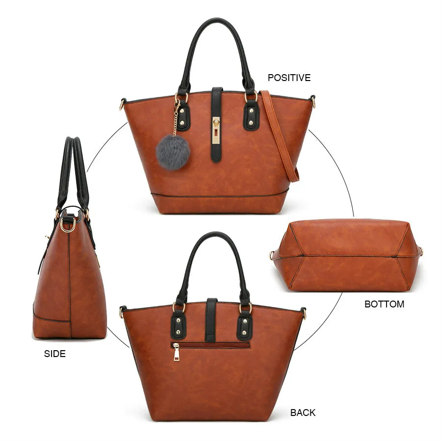 Women PU Leather Handbags Shoulder Bag Totes Top-handle Bags