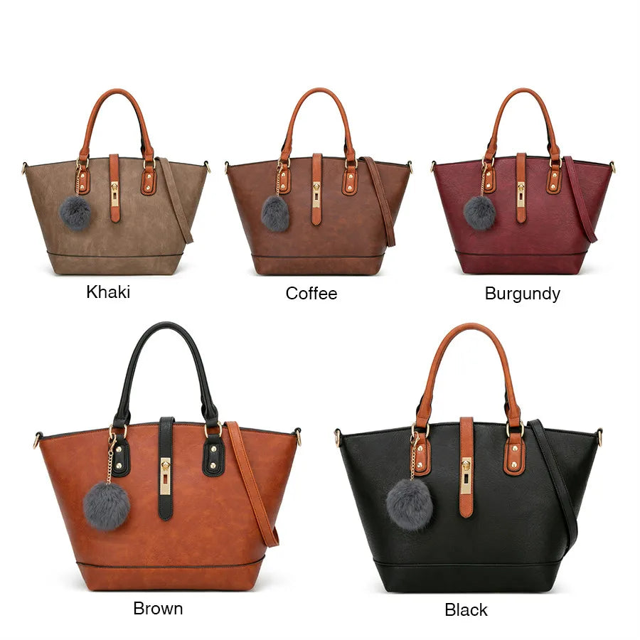 Women PU Leather Handbags Shoulder Bag Totes Top-handle Bags