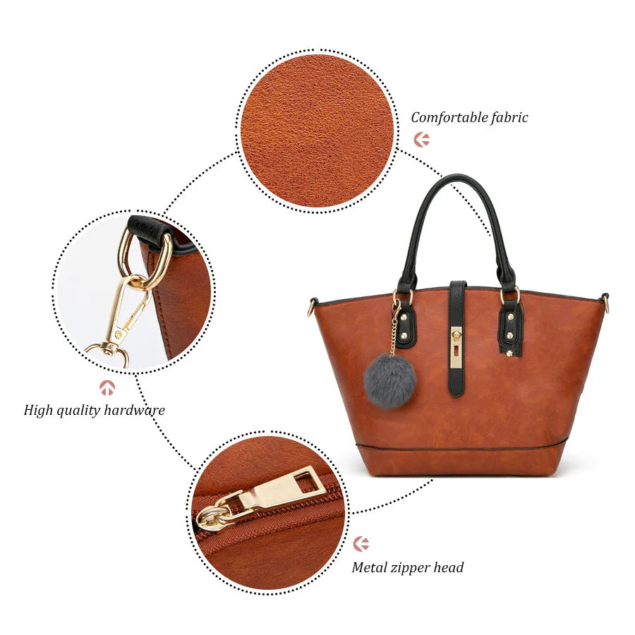Women PU Leather Handbags Shoulder Bag Totes Top-handle Bags