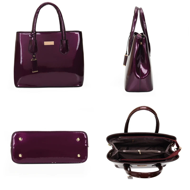 High Patent Leather Women's Shoulder Bag Tote + Card Messenger Bags