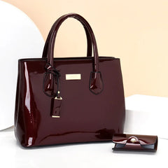 High Patent Leather Women's Shoulder Bag Tote + Card Messenger Bags