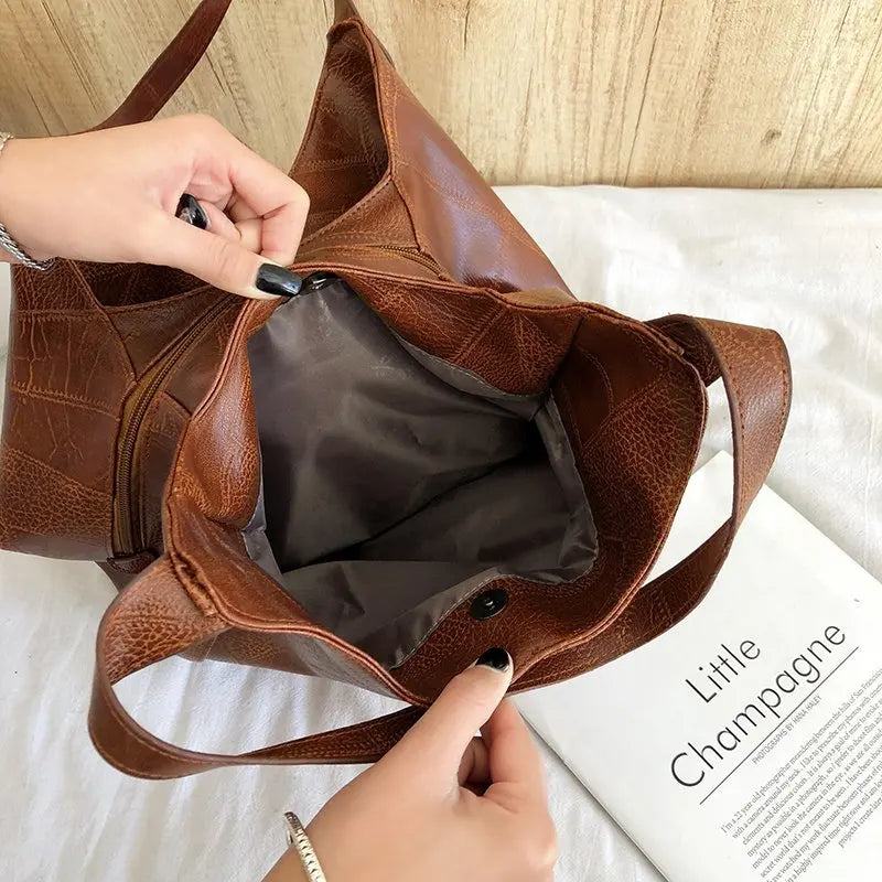 Vintage PU Leather Women's Shoulder Bag Tote - Large Hobo Handbag