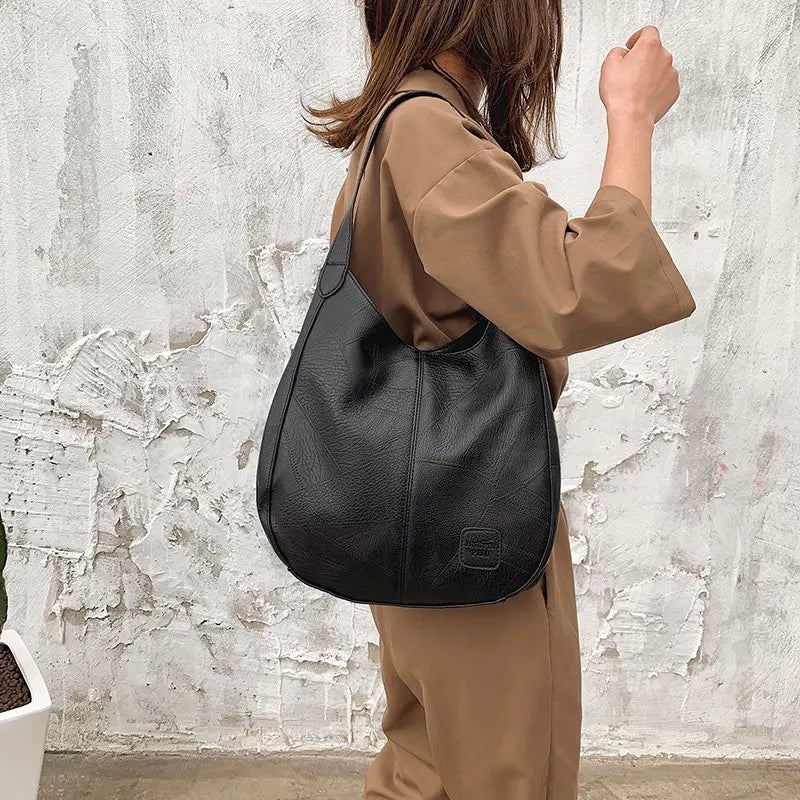 Vintage PU Leather Women's Shoulder Bag Tote - Large Hobo Handbag