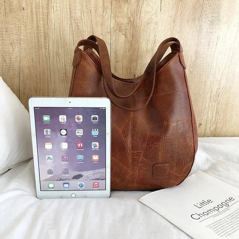 Vintage PU Leather Women's Shoulder Bag Tote - Large Hobo Handbag