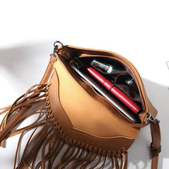Women Crossbody Envelope Bag Soft PU Leather Tassel Shoulder Bag