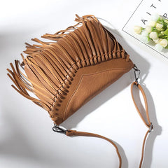 Women Crossbody Envelope Bag Soft PU Leather Tassel Shoulder Bag