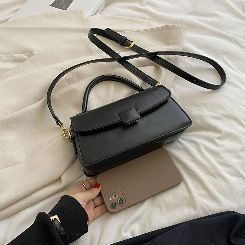 Women Messenger Bag PU Leather Flap Shoulder Solid Shopping Bag