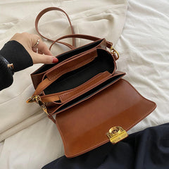 Women Messenger Bag PU Leather Flap Shoulder Solid Shopping Bag