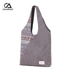 Retro Floral Canvas Tote Shoulder Bag Beach National Bolsas Feminina