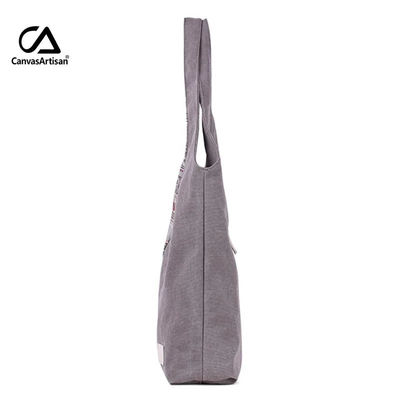Retro Floral Canvas Tote Shoulder Bag Beach National Bolsas Feminina