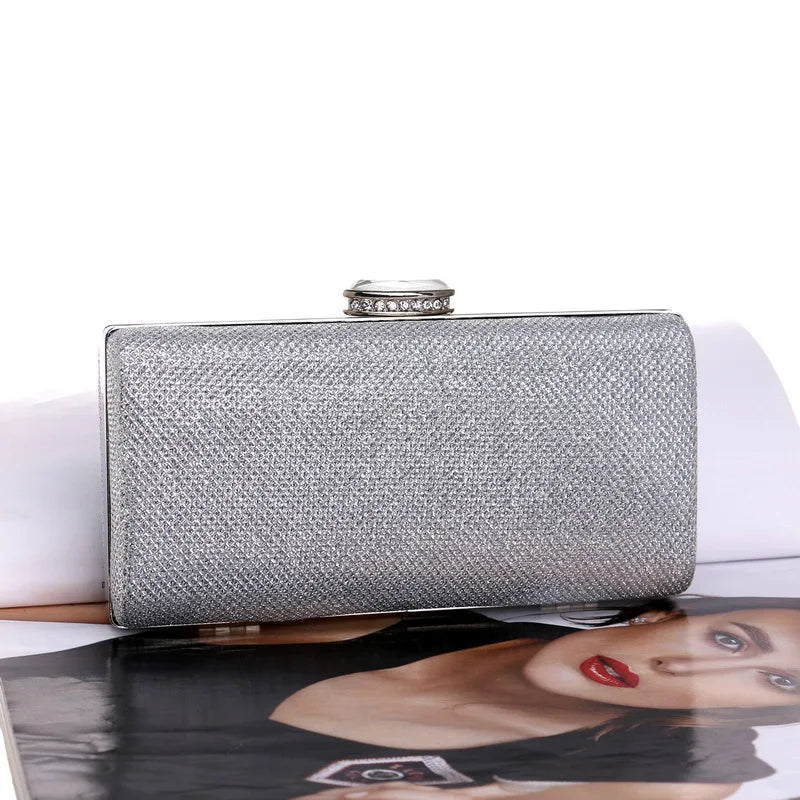 Sequins Evening Bag Diamonds Clutch Silver