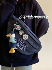 Japanese Letter Streetwear Zipper Shoulder Bag