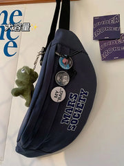 Japanese Letter Streetwear Zipper Shoulder Bag