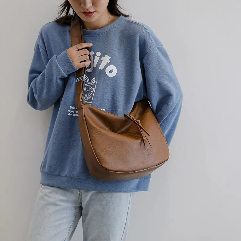 Women Handbags Soft Leather Large-capacity Bag Female Dumpling Bag