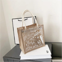 Retro Print Forest PU Shoulder Bag Transparent Handbag