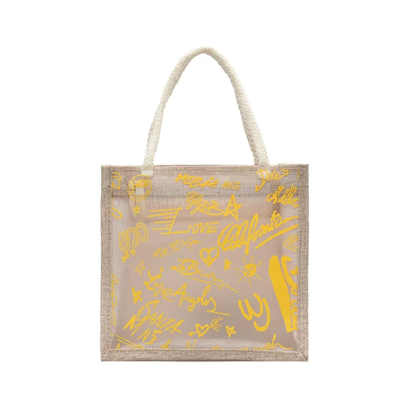 Retro Print Forest PU Shoulder Bag Transparent Handbag