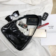 Casual Solid Shoulder Bags Split Retro Small Clutch French Style Underarm Bag