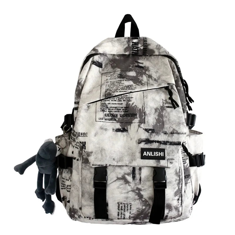 Harajuku Cloud Print Backpack Student Nylon Laptop School Bag Teen Girls