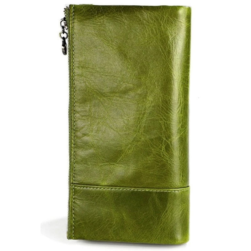 Women Hasp Zipper Cow Leather RFID Wallet