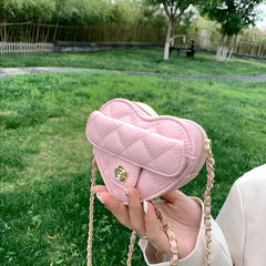 Women Heart-shaped Mini Crossbody Bag Diamond Embroidery Messenger Bags