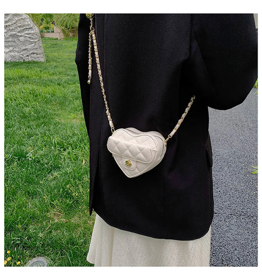 Women Heart-shaped Mini Crossbody Bag Diamond Embroidery Messenger Bags