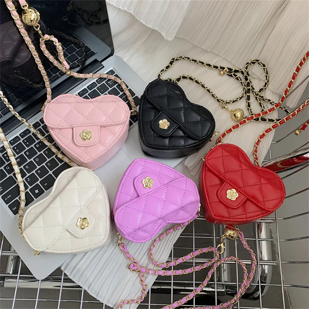 Women Heart-shaped Mini Crossbody Bag Diamond Embroidery Messenger Bags