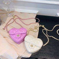 Women Heart-shaped Mini Crossbody Bag Diamond Embroidery Messenger Bags