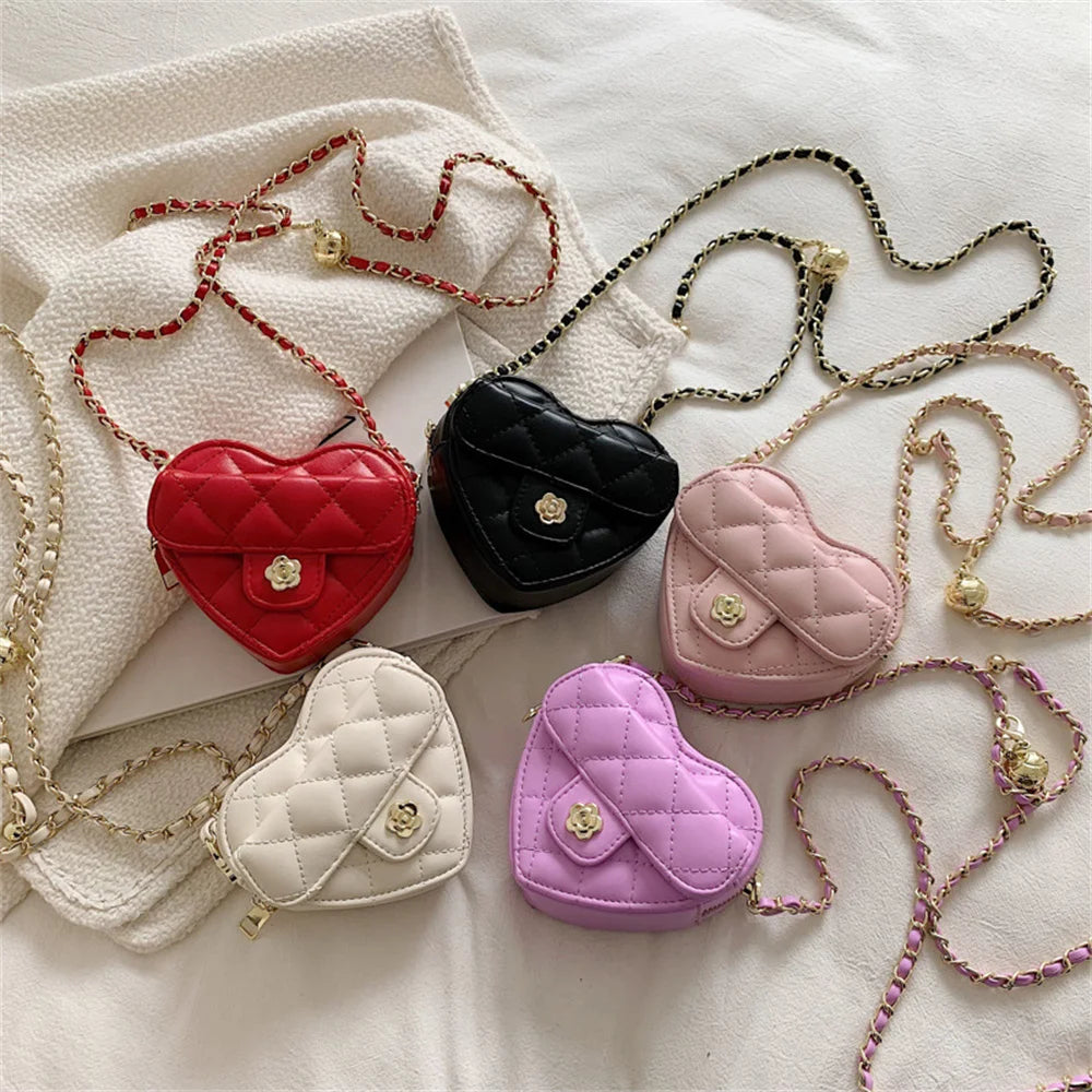 Women Heart-shaped Mini Crossbody Bag Diamond Embroidery Messenger Bags