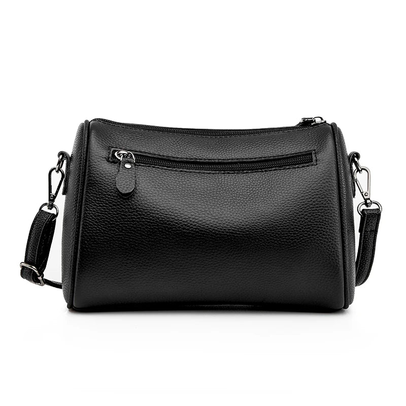 High Capacity Cowhide Leather Women Shoulder Bag