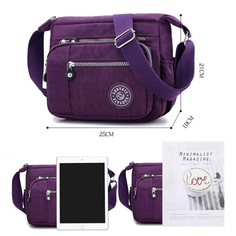 Women High Messenger Bag Waterproof Cloth Bag Shoulder Bag