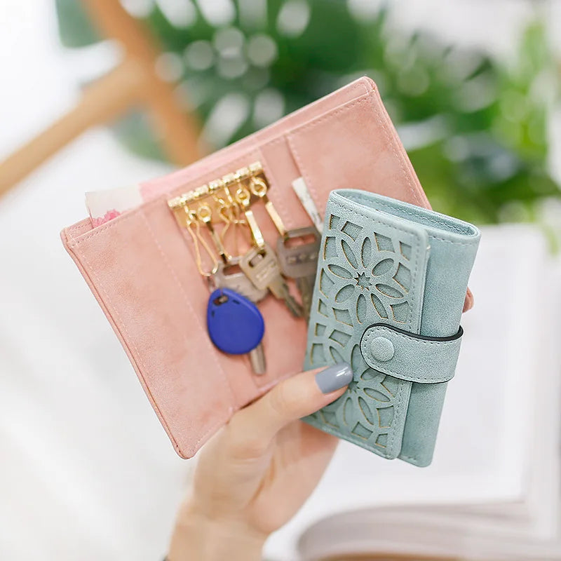 Women Key Bag Change Wallet Flower Hollow Home Organizer Pouch Mini