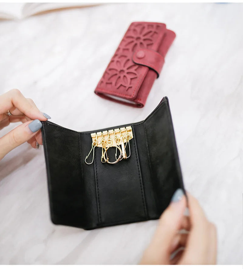 Women Key Bag Change Wallet Flower Hollow Home Organizer Pouch Mini