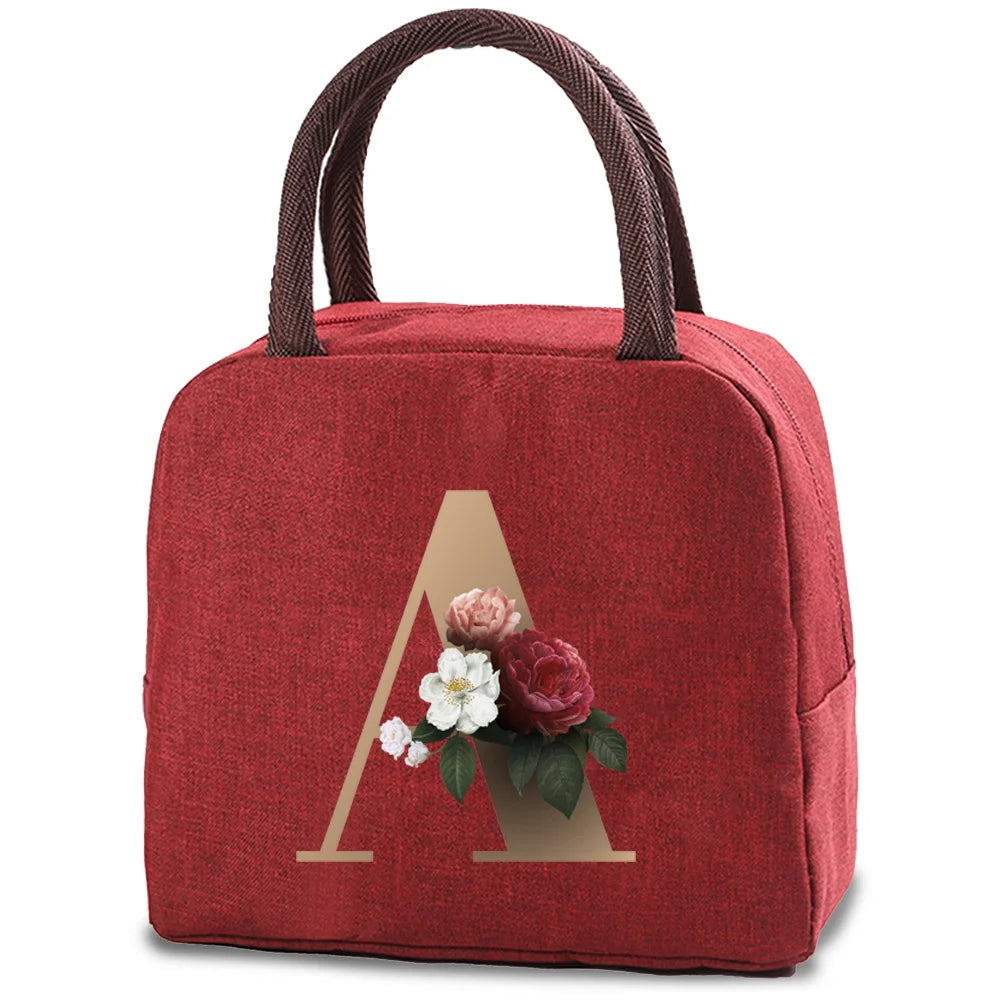 Women Kids Insulated Lunch Bag Cooler Bags Letter Print Food Thermal Picnic Orga