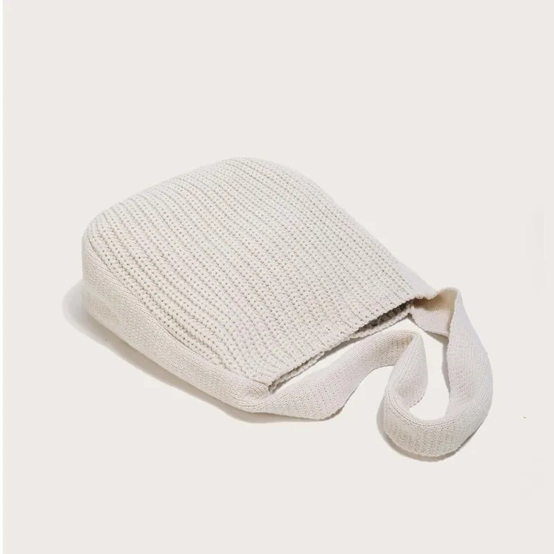 Women Knitting Shoulder Bag Handbag Minimalist Crochet Bucket Bag